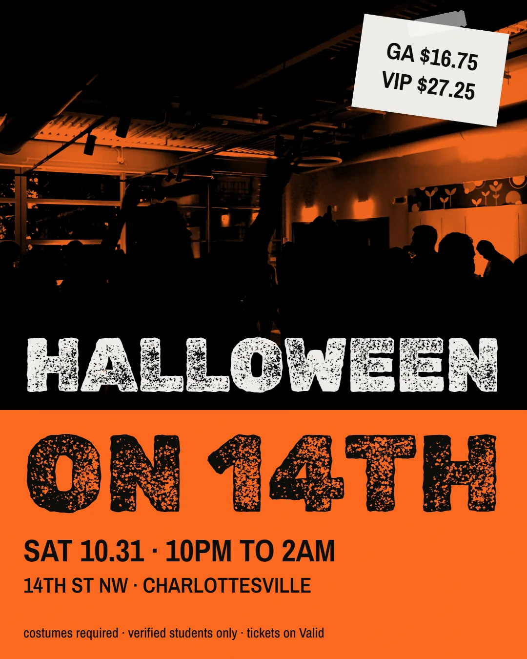 Flyer for Halloween on 14th